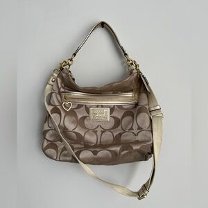 Vintage Y2K Coach Daisy Signature Hobo Crossbody/Shoulder Bag - Tan & Gold